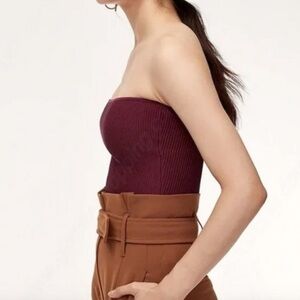 Aritzia Babaton Strapless Crop Top in Burgundy